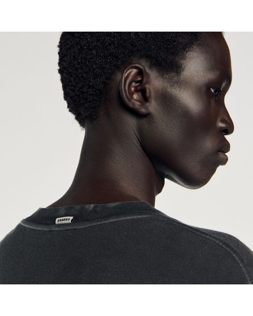 T-shirt effet usé Sandro pour homme en coloris Black