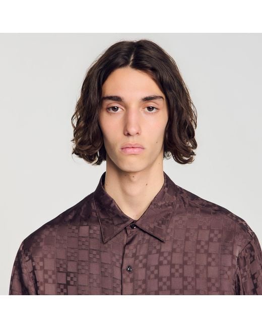 Sandro Red Square Cross Loose-Fit Shirt for men