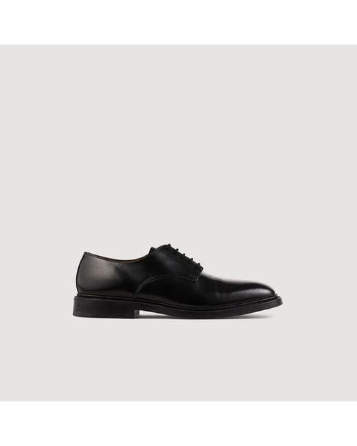 Sandro Black Glazed Leather Derbies for men