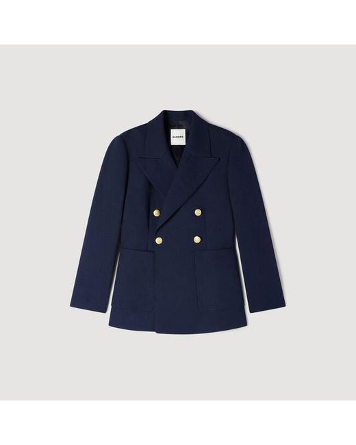 Sandro Blue Slim-Fit Wool Suit Jacket