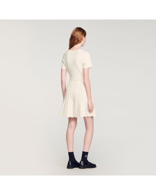 Sandro Natural Pointelle Knit Short Dress