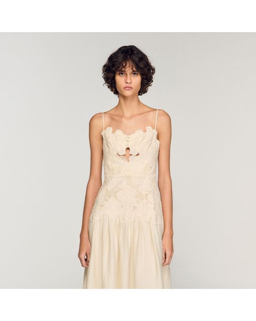 Sandro Natural Guipure Midi Dress