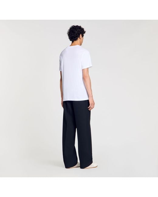 Sandro White Cotton T-Shirt for men
