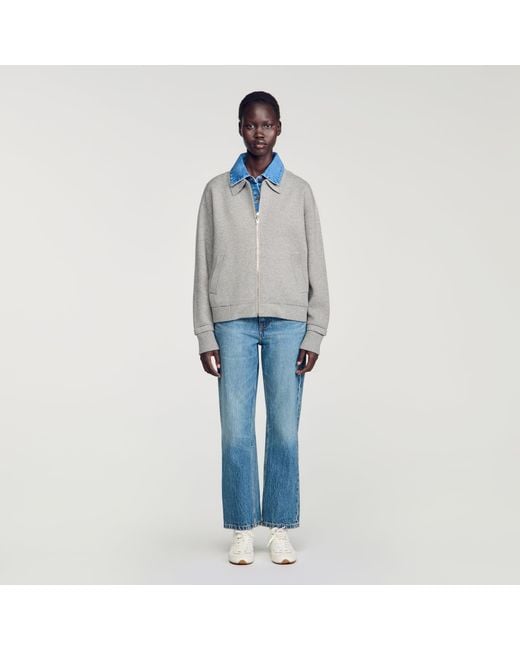 Sandro Blue 2-In-1 Zip Cardigan