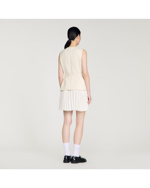 Sandro Natural Two-Material Short Dress