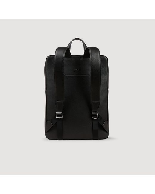 Sandro Black Recycled Leather Backpack for men