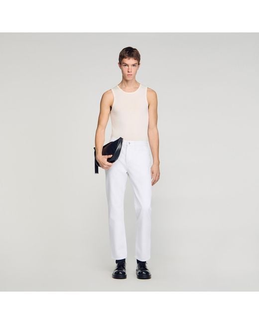 Sandro White Regular Raw Jeans for men