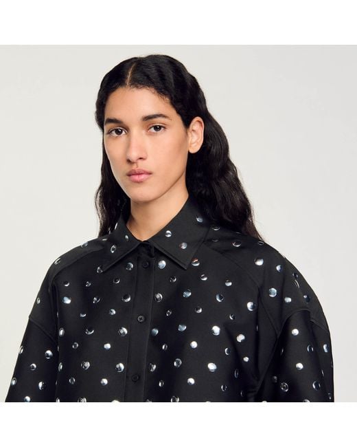 Sandro Black Stud-Embellished Shirt