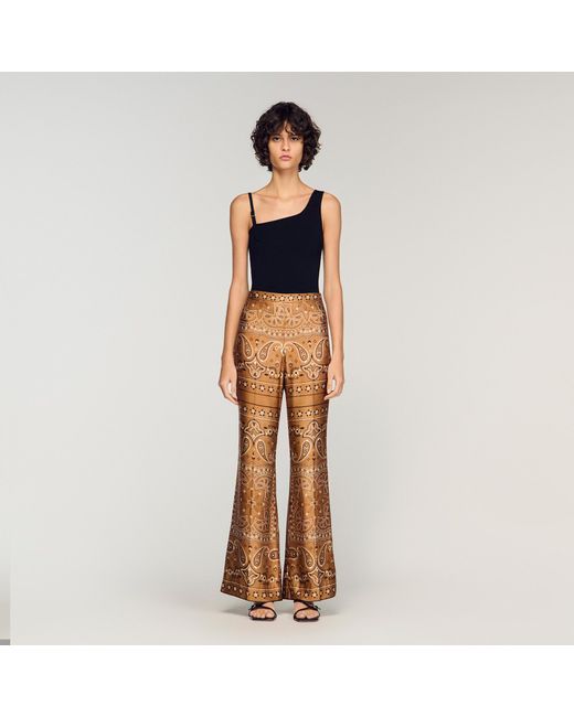 Sandro Multicolor Bandana-Print Floaty Trousers