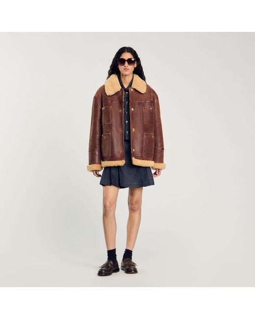 Sandro Red Shearling Jacket