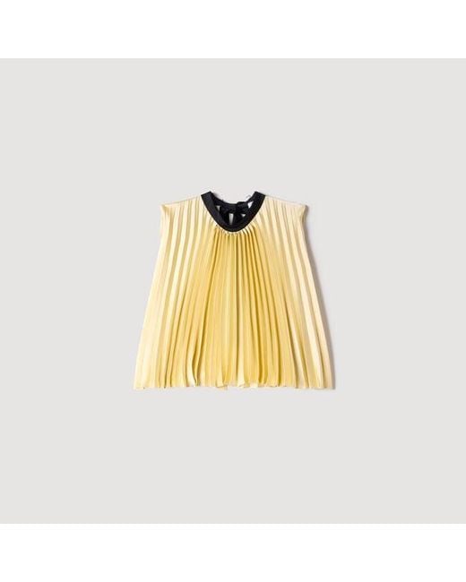 Sandro Blue Pleated Tie-Back Top