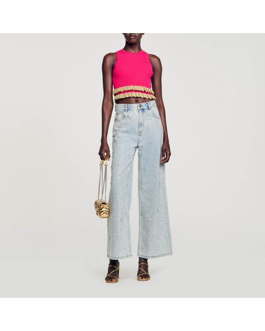 Sandro Blue Ruffled Sweater