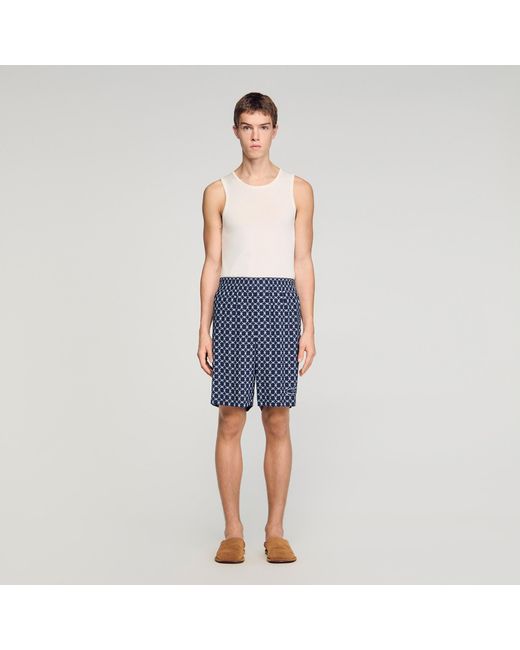 Sandro Blue Link Print Floaty Shorts for men