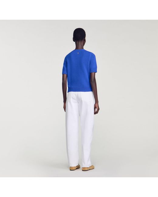 Sandro Blue Wool Jumper With Logo