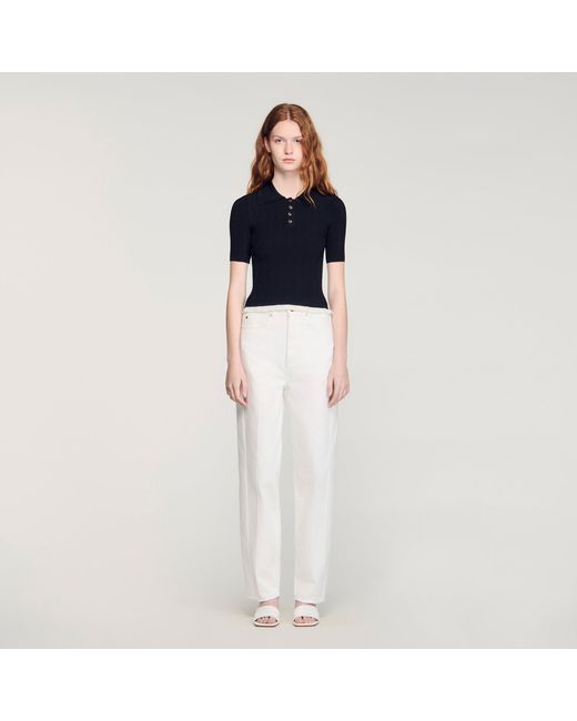 Sandro Blue Knit Polo Shirt