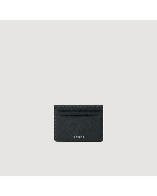 Sandro Black Reconstituted Leather Card Holder for men