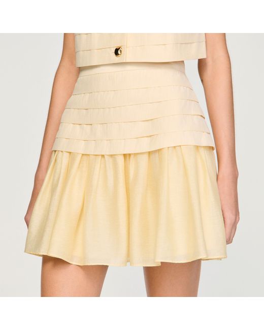 Sandro Natural Mini Pleated Skirt