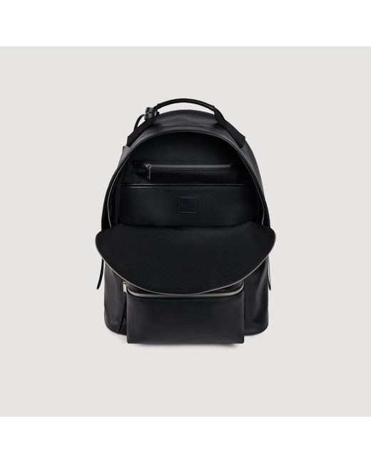 Sandro Black Reconstituted Leather Rucksack for men