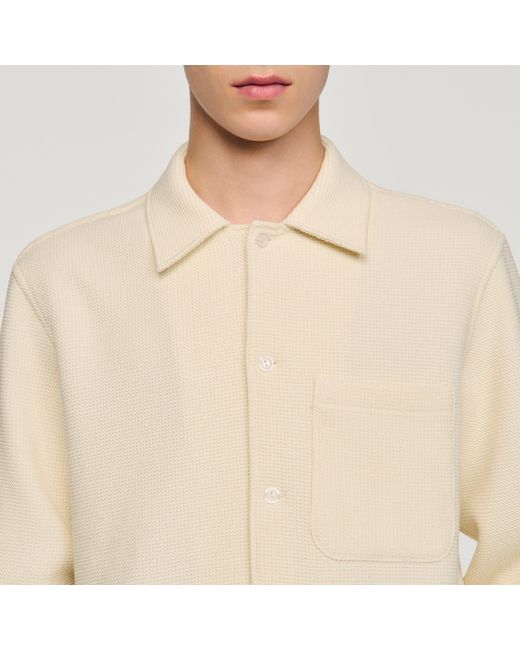 Sandro Natural Textured Shark Collar Shirt for men