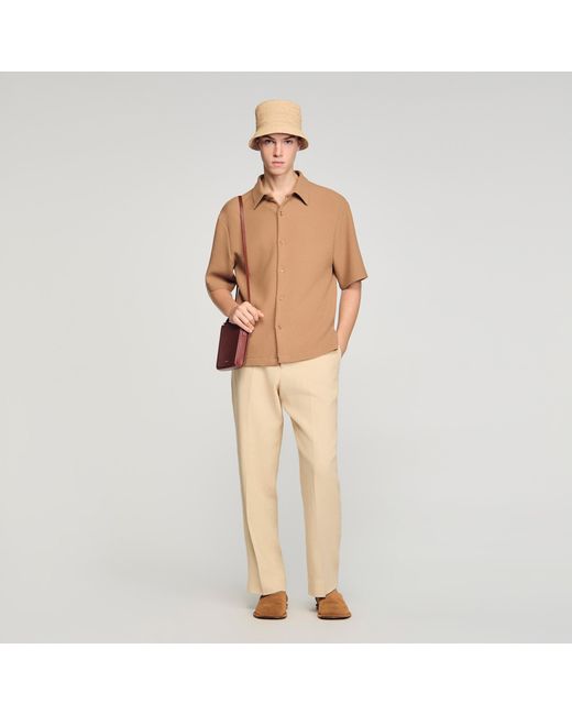 Sandro Natural Textured Shark Collar Shirt for men