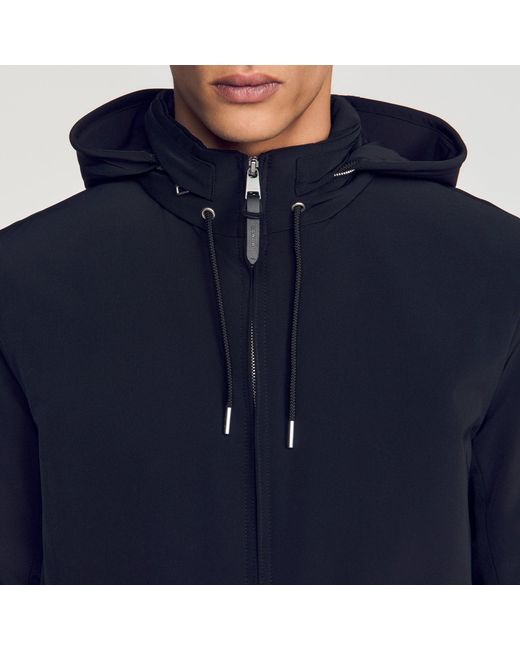 Sandro Blue Hooded Zip-Up Jacket for men