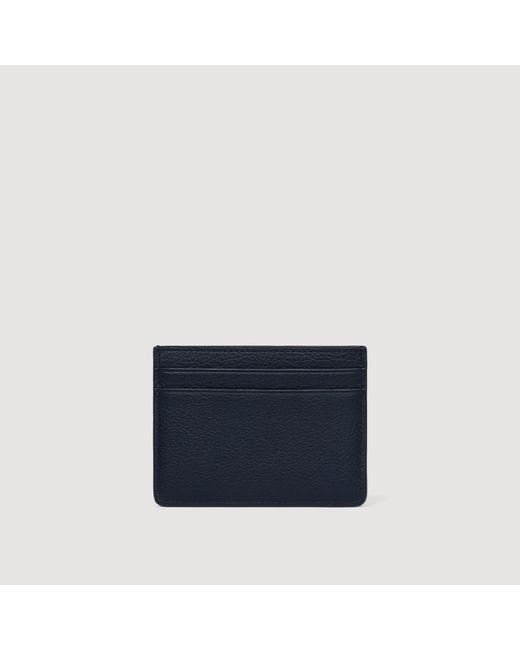 Sandro Blue Grained Leather Card Holder for men
