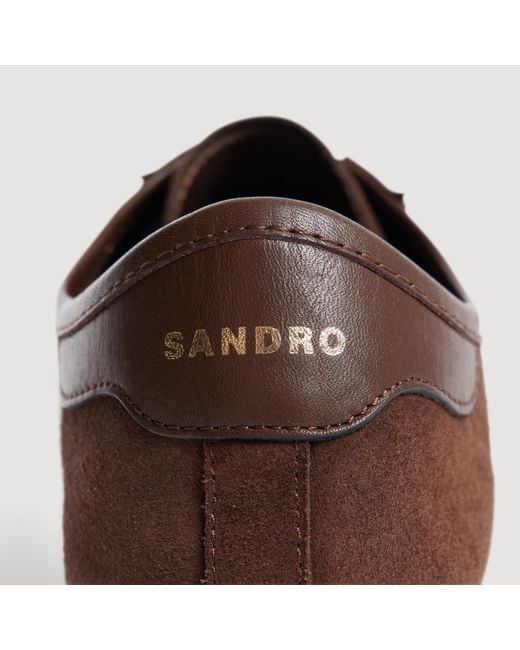 Sandro Brown Low-Top Leather And Suede Trainers for men