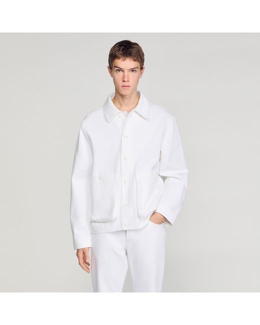 Sandro White Denim Worker Jacket for men