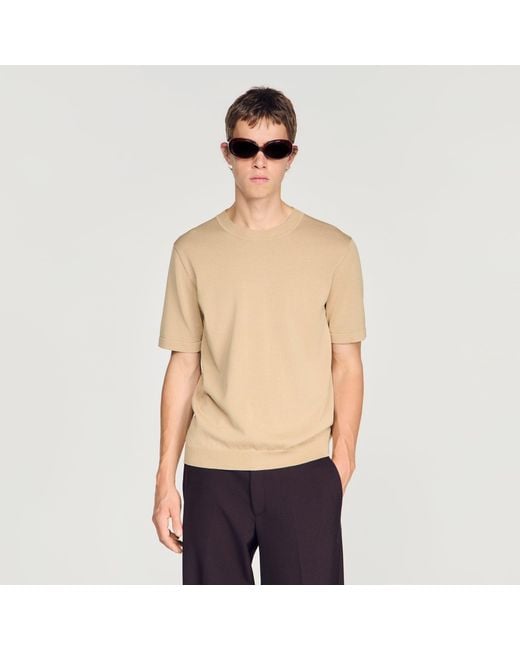 Sandro Blue Knitted T-Shirt for men