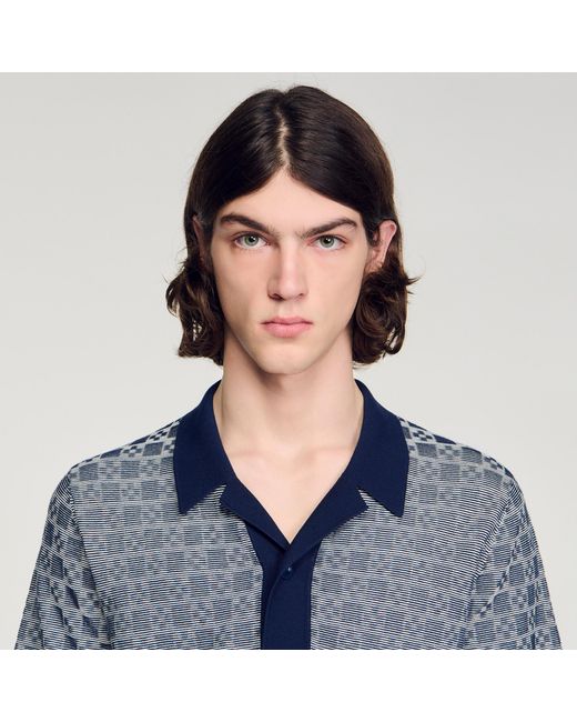 Sandro Blue Square Cross Jacquard Shirt for men