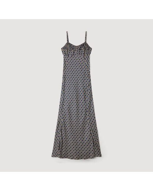 Sandro Gray Floral Slip Maxi Dress