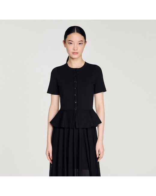 Sandro Black Peplum Knit Maxi Dress