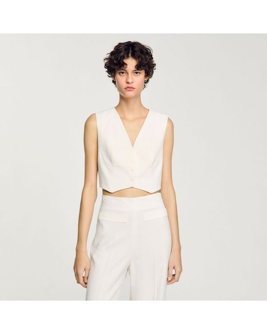 Sandro White Sequin Cropped Jacket