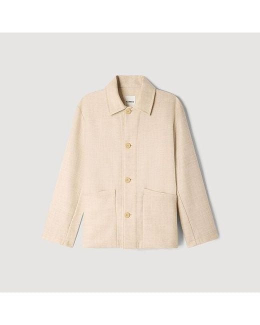 Sandro Blue Straight Buttoned Wool Jacket for men