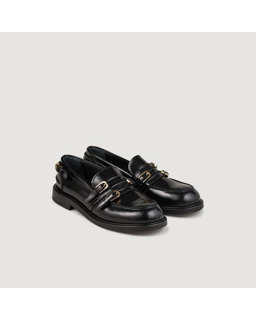 Sandro Black Buckle Loafers