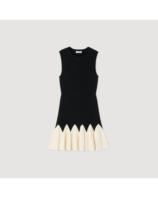 Sandro Blue Two-Tone Short Knit Dress