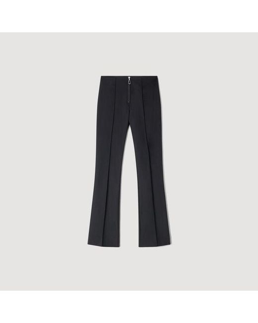 Sandro Black Pleat And Zip Trousers