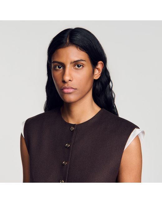 Sandro Blue 2-In-1 Wool Crop Top