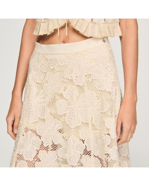Sandro Natural Long Guipure Skirt
