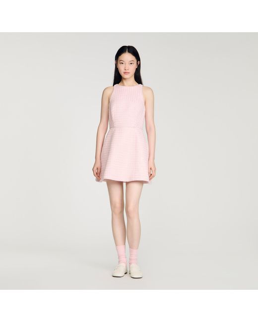 Sandro Pink Sequin Tweed Short Dress