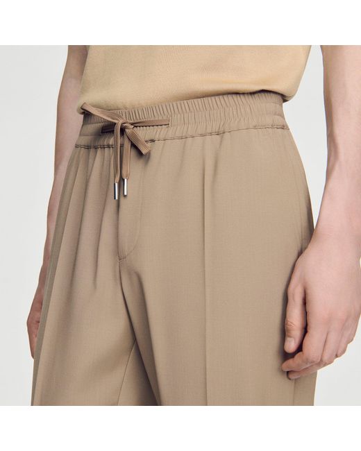 Sandro Natural Elasticated Wool Trousers for men