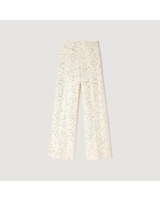 Sandro Natural Geometric Sequin Trousers