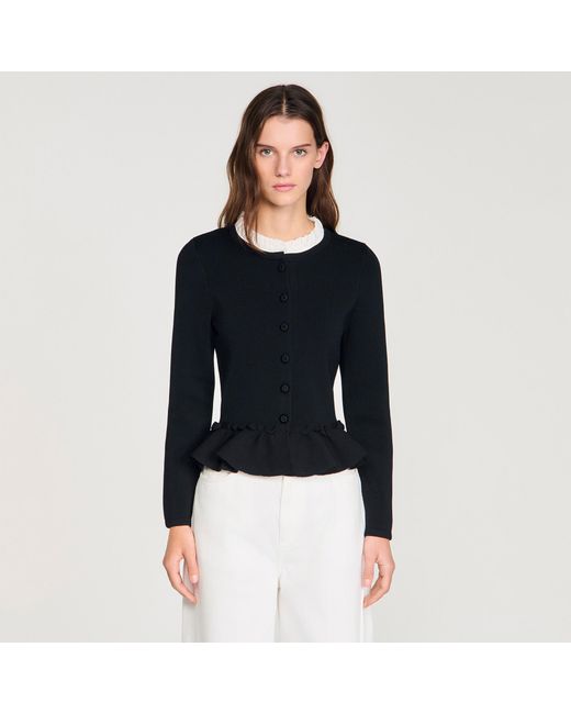 Sandro Black Victorian Collar Cardigan