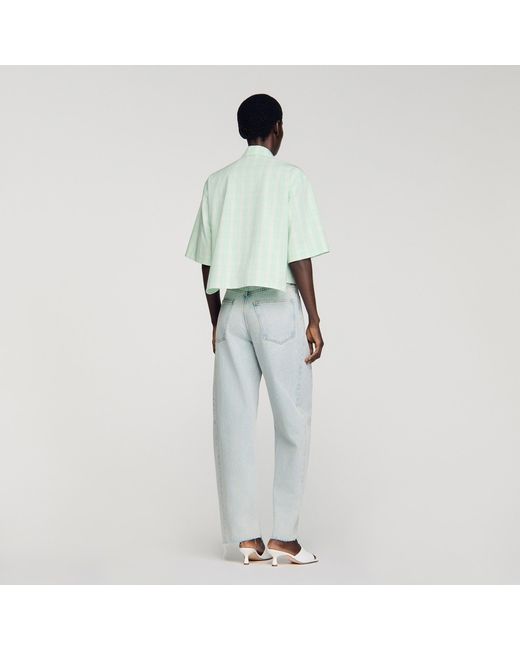 Sandro Green Short Checked Shirt
