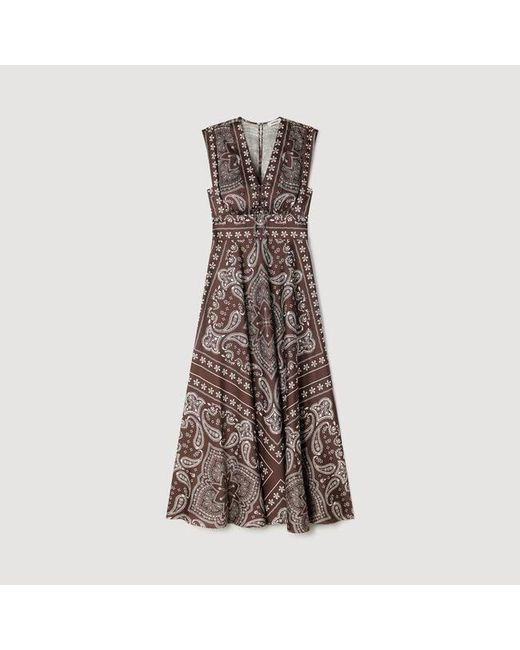 Sandro Multicolor Bandana-Print Maxi Dress