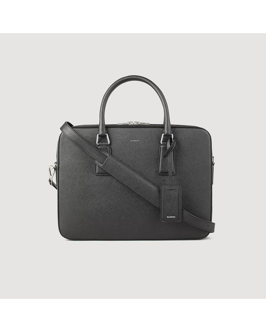 Sandro Black Reconstituted Leather Briefcase for men