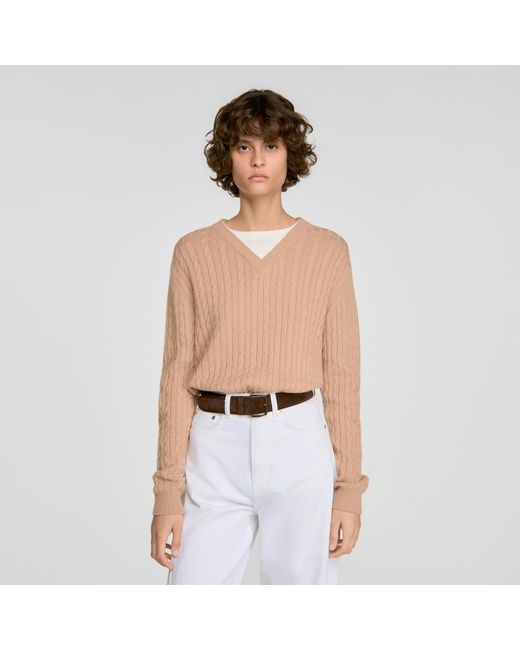 Sandro White 2-In-1 Cable Knit Sweater