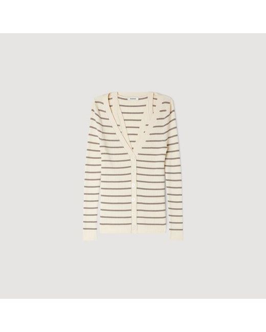 Sandro Black Striped Ribbed Cardigan