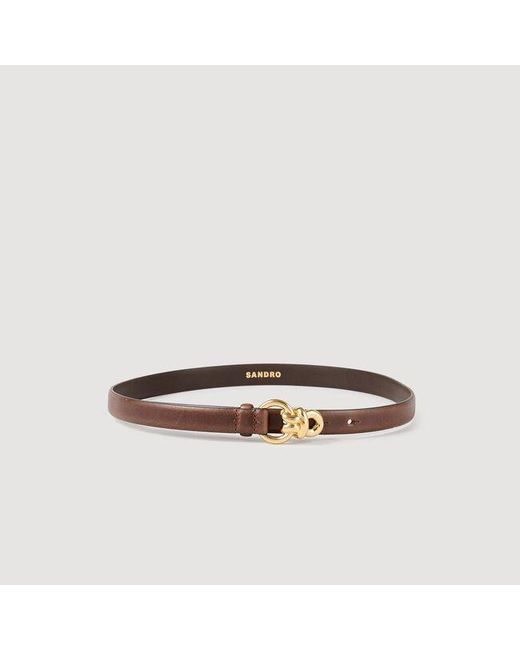 Sandro Brown Slim Leather Belt