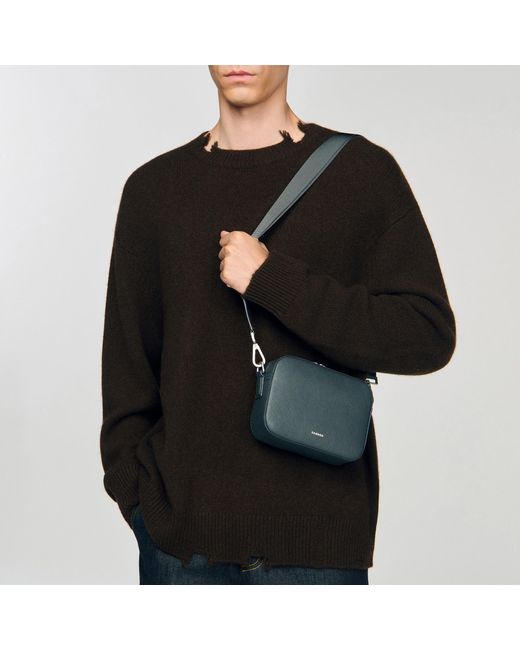 Sandro Black Small Reconstituted Leather Bag for men
